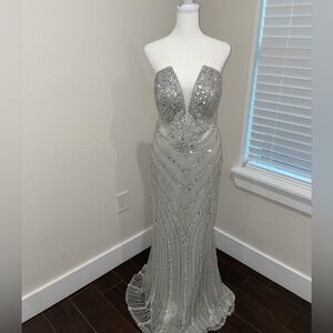 Cinderella Divine CD0216 Ladivine STRAPLESS FITTED BEADED GOWN